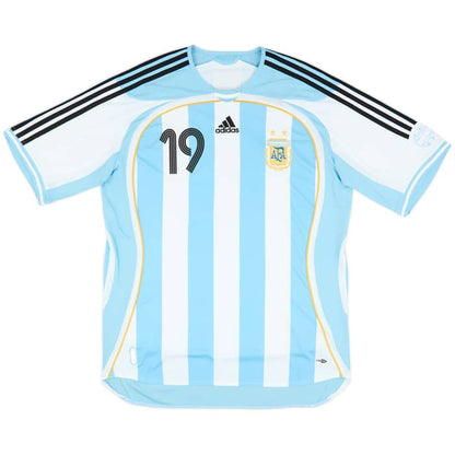 2006 Argentina Adidas Reissue Home Shirt Messi #19
