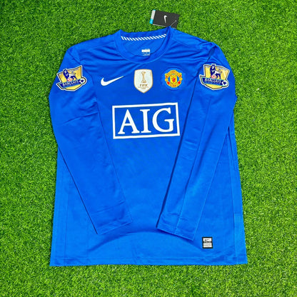 #Giggs Manchester United 2008 Blue EPL Patch Retro Long Sleeve