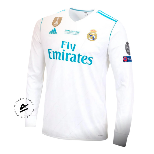 Jersey Real Madrid Retro - 2018 + Parche Champions League + Mundial
